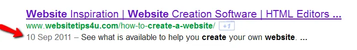 Date in SERPs