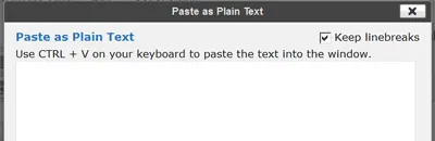 Past Text Window in WordPress Past Text Window in Editor
