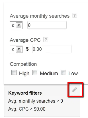 Filter keyword competition