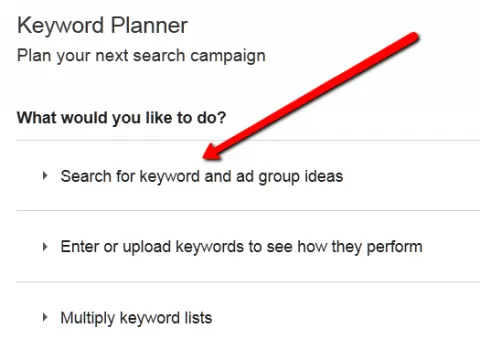 Keyword Ideas Option