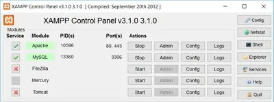 XAMPP Control Panel